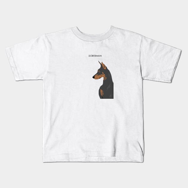 Doberman - Portrait Kids T-Shirt by Sweet Sugar